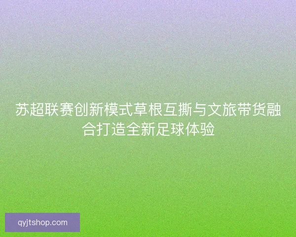 苏超联赛创新模式草根互撕与文旅带货融合打造全新足球体验